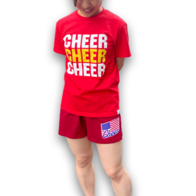 在庫限り］HelloCheers オリジナルTシャツ「CHEER×3」レッド