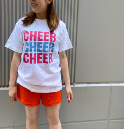 HelloCheers オリジナルTシャツ「CHEER×3」ホワイト×ピンク