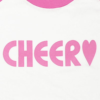 HelloCheers オリジナルラグランTシャツ「CHEER」ホワイト×ピンク M